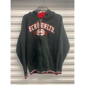 Ecko Unltd Logo Embroidered Hoodie Sweater Full Zip Men's Size M Black HS